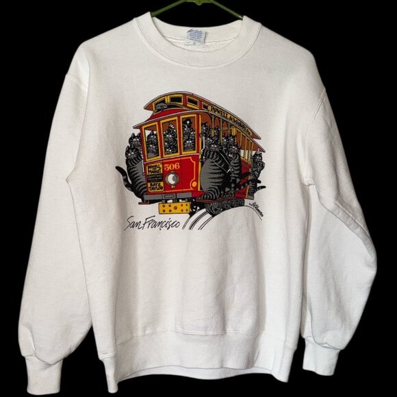 Vintage Crazy Shirts San Francisco Trolley Car Cats B.Kliban Sweatshirt M - Picture 1 of 11